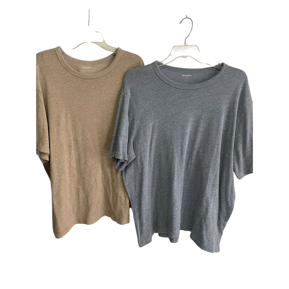 Old Navy XXL T-Shirt Lot of‎ 2 Neutral Tee Shirts Brown Gray Soft Cotton Blend